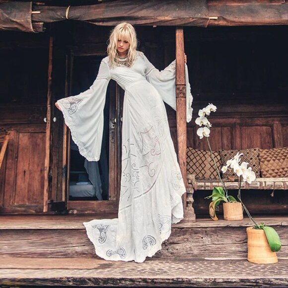 Spell & The Gypsy Collective Gwendolyn Gown XS Spell Bride Wedding Dress Kimono - Picture 15 of 17